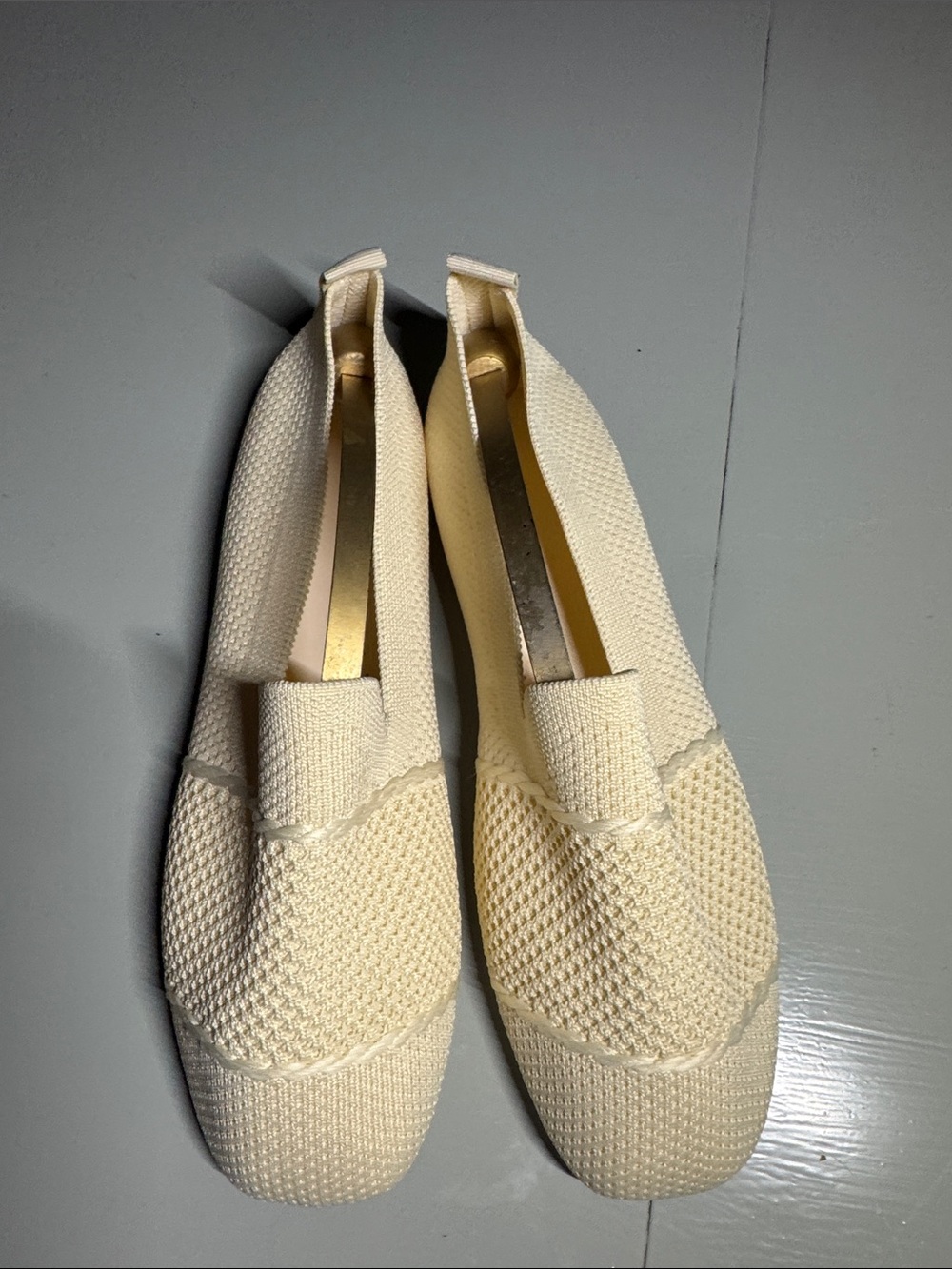 Women’s Cream Knit Slip-On Loafers